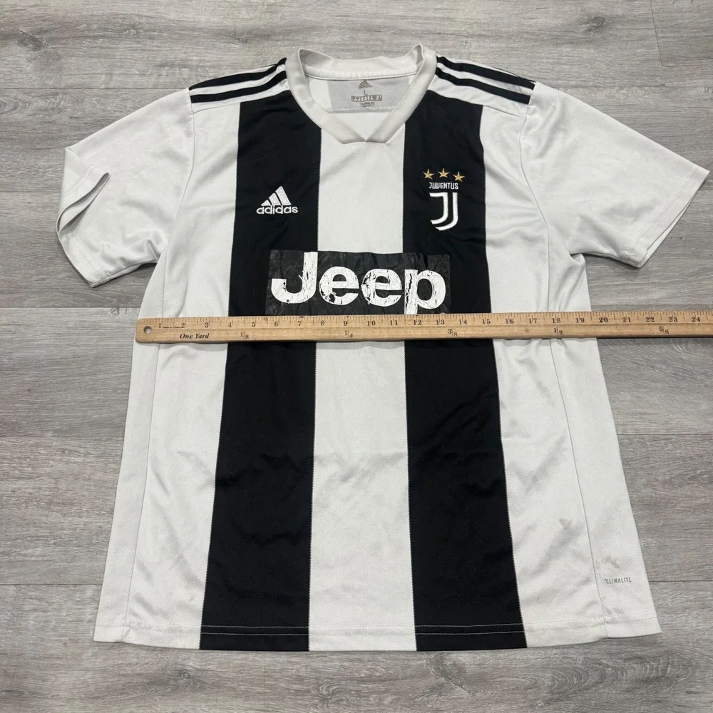 Adidas Juventus Home Jersey Mens Large White Black Striped Soccer Shirt Jeep L